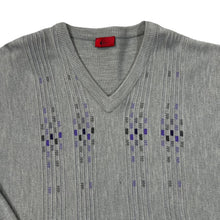 Load image into Gallery viewer, Vintage GABICCI Classic Grandad Patterned Acrylic Wool Knit V-Neck Sweater Jumper