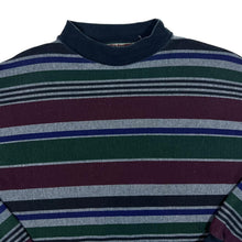 Load image into Gallery viewer, Vintage RIVER ISLAND Colour Block Multi Striped Mock High Neck Long Sleeve T-Shirt