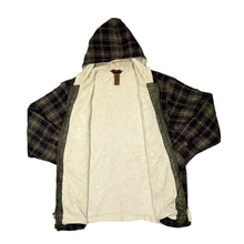 Load image into Gallery viewer, Early 00's ST JOHN'S BAY Lumberjack Plaid Check Teddy Fleece Lined Zip Hooded Flannel Over Shirt Jacket
