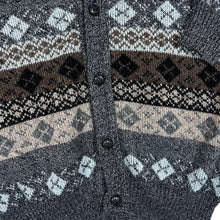 Load image into Gallery viewer, Vintage 90's BHS Grandad Patterned Wool Knit Button Cardigan Sweater
