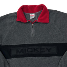 Load image into Gallery viewer, Vintage The Disney Store MICKEY Spellout Colour Block 1/4 Zip Pullover Fleece Sweatshirt