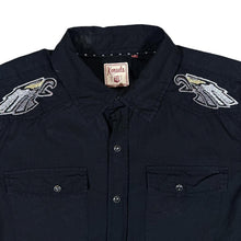Load image into Gallery viewer, Vintage KENVELO Embroidered Eagle Black Popper Button Cowboy Western Long Sleeve Shirt
