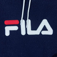Load image into Gallery viewer, FILA Classic Embroidered Big Logo Spellout Sherpa Deep Pile Pullover Fleece Hoodie