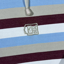 Load image into Gallery viewer, Vintage DEAL Blue Burgundy Grey White Multi Striped 1/4 Zip Pullover Sweatshirt