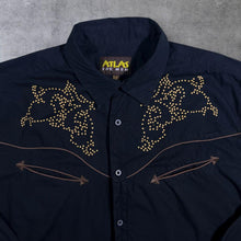 Load image into Gallery viewer, Atlas For Men Cowboy Western Black Cotton Long Sleeve Shirt