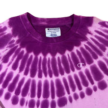 Load image into Gallery viewer, CHAMPION Classic Embroidered Mini Logo Purple Tie Dye Crewneck Sweatshirt