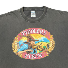 Load image into Gallery viewer, Early 00's WYCHWOOD BREWERY "Fiddler's Elbow" Drinks Beer Promo Spellout Graphic T-Shirt