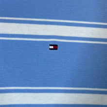 Load image into Gallery viewer, TOMMY HILFIGER Embroidered Mini Logo Blue White Striped Short Sleeve Polo Shirt