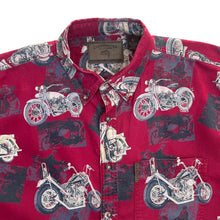 Load image into Gallery viewer, Clearwater Outfitters Motorcycle All-Over Print Cotton Short Sleeve Button-Up Shirt