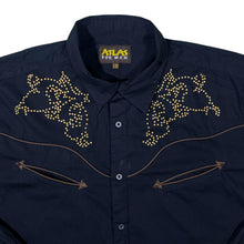 Load image into Gallery viewer, Atlas For Men Cowboy Western Black Cotton Long Sleeve Shirt