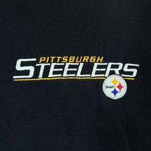 Load image into Gallery viewer, Early 00's NFL PITTSBURGH STEELERS Embroidered Football Logo Spellout Black Crewneck Sweatshirt