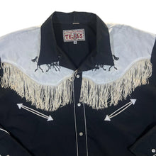 Load image into Gallery viewer, Vintage 90's TEJAS Cowboy Western Tassle Embroidered Horse Pearl Snap Long Sleeve Shirt