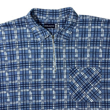 Load image into Gallery viewer, Vintage Juleps Blue White Check 1/4 Zip Short Sleeve Cotton Polo Shirt