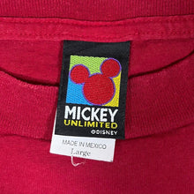 Load image into Gallery viewer, Vintage Disney Mickey Unlimited "Mickey" Embroidered Souvenir Graphic Red T-Shirt