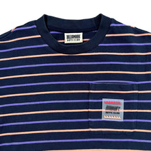 Load image into Gallery viewer, BILLIONAIRE BOYS CLUB Rubber Pocket Logo Skater Multi Striped Cotton T-Shirt