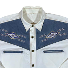 Load image into Gallery viewer, Vintage 90's Embroidered Aztec Panel Cowboy Western Long Sleeve Cotton Shirt