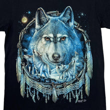 Load image into Gallery viewer, Early 00’s WILD Native American Wolf Dream Catcher Gothic Graphic T-Shirt