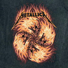 Load image into Gallery viewer, Bershka x METALLICA Flaming Skull Logo Spellout Graphic Thrash Heavy Metal Band T-Shirt