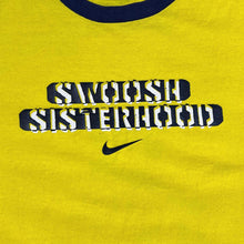 Load image into Gallery viewer, Vintage NIKE "Swoosh Sisterhood" Logo Spellout Graphic Short Sleeve Ringer T-Shirt