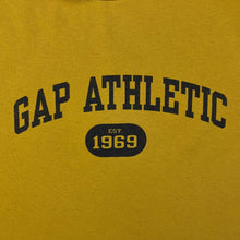 Load image into Gallery viewer, Early 00's GAP Athletic Made In USA Logo Spellout Graphic Yellow Short Sleeve T-Shirt