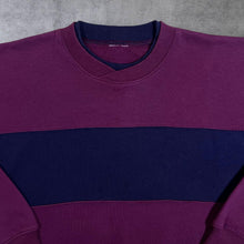 Load image into Gallery viewer, Vintage Burgundy Maroon Navy Blue Colour Block Crewneck Sweatshirt
