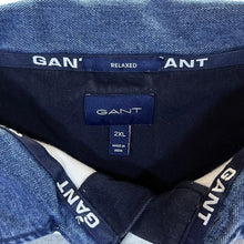 Load image into Gallery viewer, GANT "Relaxed" Embroidered Logo Colour Block Striped Denim Collared Rugby Polo Shirt