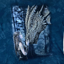 Load image into Gallery viewer, The Mountain "Anne Stokes Collection" Gothic Fantasy Dragon Graphic Blue Tie Dye T-Shirt
