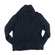 Load image into Gallery viewer, MONSOON Dark Grey 100% Lambswool Chunky Cable Knit Zip Cardigan Sweater