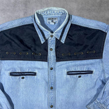 Load image into Gallery viewer, Vintage John Baner Cowboy Western Blue Denim Popper Cotton Long Sleeve Shirt