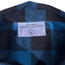 Load image into Gallery viewer, Vintage Blue Black Plaid Check Cotton Blend Long Sleeve Flannel Shirt