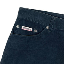 Load image into Gallery viewer, Early 00's MAMBO GODDESS Y2K Surfer Skater Dark Blue Corduroy Cord Mini Skirt