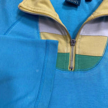 Load image into Gallery viewer, Vintage Dash Bold Colour Block Embroidered Fish 1/4 Zip Pullover Sweatshirt