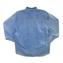 Load image into Gallery viewer, Vintage John Baner Black Panel Cowboy Western Blue Denim Popper Long Sleeve Shirt
