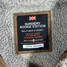 Load image into Gallery viewer, Superdry Rookie Edition Military Issue Borg Collar Brown Distressed Bomber Jacket