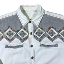 Load image into Gallery viewer, Vintage Forbidden Co. Cowboy Western Embroidered Aztec Pattern White Long Sleeve Shirt