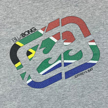 Load image into Gallery viewer, Early 00's BILLABONG "Jeffreys Bay" Surfer Logo Spellout Graphic Grey T-Shirt