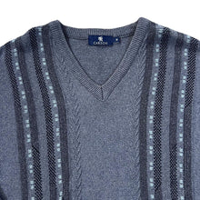 Load image into Gallery viewer, Early 00's CARSON Classic Grandad Patterned Acrylic Cotton Knit V-Neck Sweater Jumper