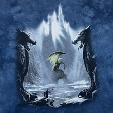 Load image into Gallery viewer, The Mountain "Meikle John" Gothic Fantasy Dragon Graphic Blue Tie Dye T-Shirt