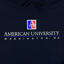 Load image into Gallery viewer, Champion AMERICAN UNIVERSITY "Washington, DC" College Spellout Graphic Navy Hoodie