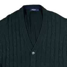 Load image into Gallery viewer, Early 00's JAMES PRINGLE Classic Acrylic Cable Knit Dark Green Button Cardigan Sweater Jumper