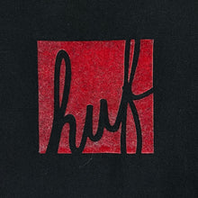 Load image into Gallery viewer, HUF Skateboards Skater Box Logo Spellout Graphic Short Sleeve Black T-Shirt