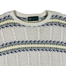 Load image into Gallery viewer, Vintage DUNN & CO. Grandad Patterned Cable Knit Crewneck Jumper Sweater