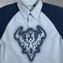 Load image into Gallery viewer, Early 00's Clockhouse Gothic Y2K Tribal Motif Grey Mix Short Sleeve Shirt