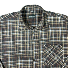 Load image into Gallery viewer, Vintage Basic Concept Brown Grey White Plaid Check Long Sleeve Cotton Flannel Shirt