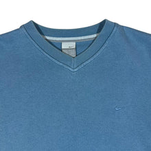Load image into Gallery viewer, Early 00's NIKE Silver Tag Classic Embroidered Mini Logo Blue V-Neck Sweatshirt