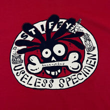 Load image into Gallery viewer, STIFFY "Useless Specimen" Surfer Skate Logo Spellout Graphic Red T-Shirt