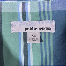 Load image into Gallery viewer, Public Opinion Cowboy Western Blue Green Plaid Check Long Sleeve Popper Shirt