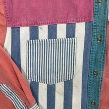 Load image into Gallery viewer, Vintage 90's Bonjour Vibrant Colour Block Striped Cotton Long Sleeve Shirt