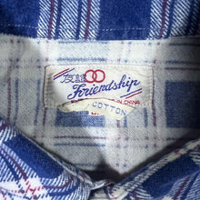 Load image into Gallery viewer, Vintage Friendship Blue Red White Plaid Check Long Sleeve Cotton Flannel Shirt