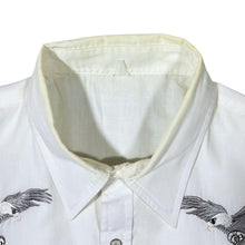 Load image into Gallery viewer, Vintage Cowboy Western Embroidered Eagle White Pearl Snap Popper Long Sleeve Shirt